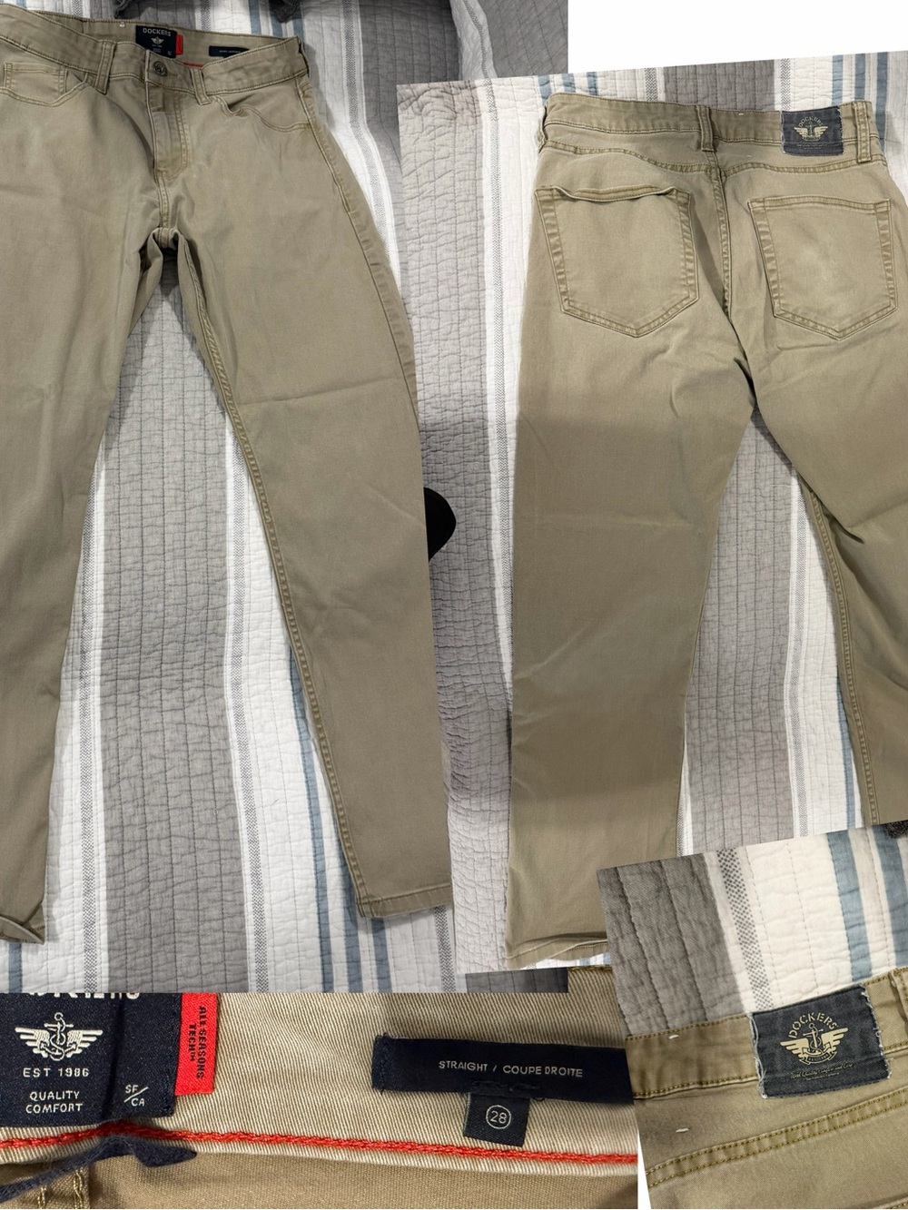 Dockers Men's Straight Fit Chinos in Olive Green-size 28/30